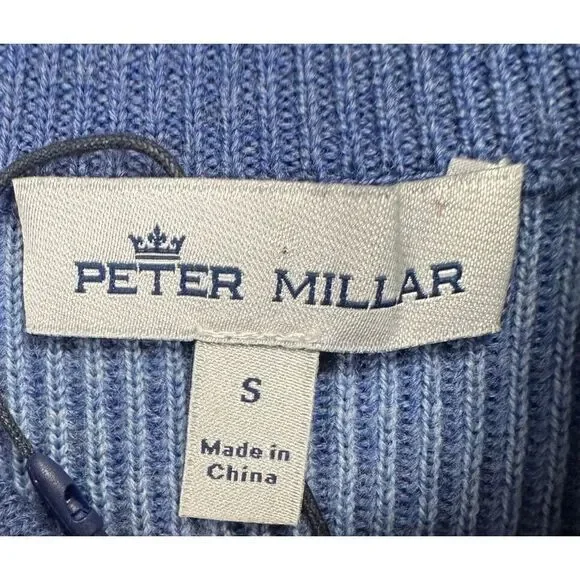 Peter‎ Millar Sweater Mens Small Crown Blue Pima Cotton Merino Wool Pullover NEW